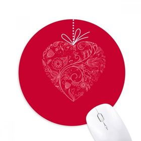Dıythinker Kalp Şekilli Çiçekler Sarmaşık Sevgililer Günü Baskılı Yuvarlak Kaymaz Kauçuk Mouse Pad