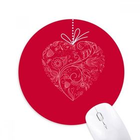 Dıythinker Kalp Şekilli Çiçekler Sarmaşık Sevgililer Günü Baskılı Yuvarlak Kaymaz Kauçuk Mouse Pad