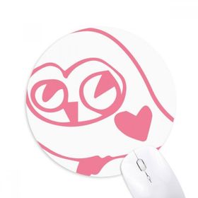 Dıythinker Kalp Şeklinde Gülme Kuş Koruyucu Hayvan Baskılı Yuvarlak Kaymaz Kauçuk Mouse Pad