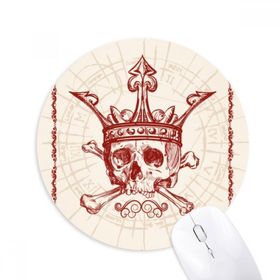 Dıythinker Kalpler Kürek Kırmızı Taç İskelet Poker Kartı Baskılı Yuvarlak Kaymaz Kauçuk Mouse Pad