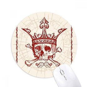 Dıythinker Kalpler Kürek Kırmızı Taç İskelet Poker Kartı Baskılı Yuvarlak Kaymaz Kauçuk Mouse Pad