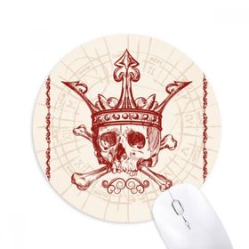 Dıythinker Kalpler Kürek Kırmızı Taç İskelet Poker Kartı Baskılı Yuvarlak Kaymaz Kauçuk Mouse Pad