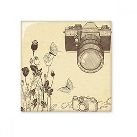 Dıythinker Kamera Gül Kelebek Güzel Stil Seramik 10x10 cm Seramik Karo