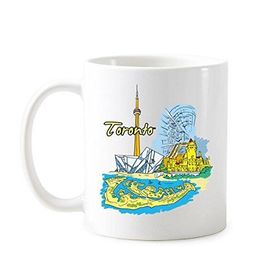 Dıythinker Kanada Aroması Toronto Manzarası ve Kent Simgesi Suluboya Desenli Klasik Kupa