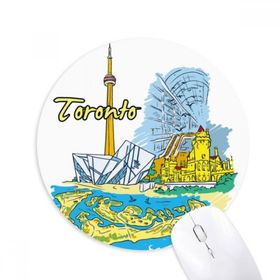 Dıythinker Kanada Lezzeti Toronto Manzarası Kent Simgesi Baskılı Yuvarlak Kaymaz Kauçuk Mouse Pad