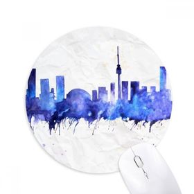 Dıythinker Kanada Simgesi Şehir Suluboya Mavi Baskılı Yuvarlak Kaymaz Kauçuk Mouse Pad