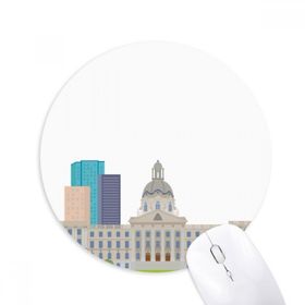 Dıythinker Kanada Simgesi ve Şehir Binaları Çizgi Film Baskılı Yuvarlak Kaymaz Kauçuk Mouse Pad