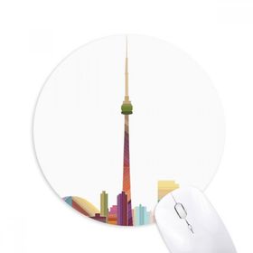 Dıythinker Kanada Simgesi ve Şehir Suluboya Baskılı Yuvarlak Kaymaz Kauçuk Mouse Pad