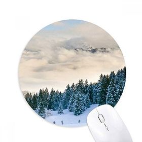 Dıythinker Kar Orman Bilim Doğa Manzarası Baskılı Yuvarlak Kaymaz Kauçuk Mouse Pad