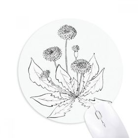 Dıythinker Karahindiba Çiçek Açan Siyah Beyaz Çiçekler Baskılı Yuvarlak Kaymaz Kauçuk Mouse Pad