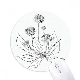 Dıythinker Karahindiba Çiçek Açan Siyah Beyaz Çiçekler Baskılı Yuvarlak Kaymaz Kauçuk Mouse Pad