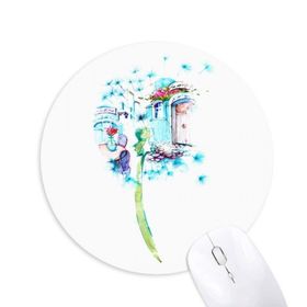 Dıythinker Karahindiba Kabin Masa Vazosu Suluboya Boyama Baskılı Yuvarlak Kaymaz Kauçuk Mouse Pad