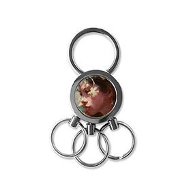 Dıythinker Karakter Yağlı Boya Kız Çelenk Çiçek Sanat İllüstrasyon Desen Metal Anahtarlık