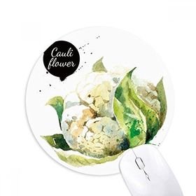 Dıythinker Karnabahar Sebze Lezzetli Sağlıklı Suluboya Baskılı Yuvarlak Kaymaz Kauçuk Mouse Pad