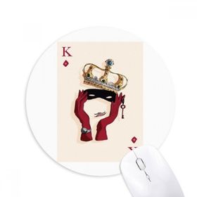 Dıythinker Kartları Elmas K Desenli Baskılı Yuvarlak Kaymaz Kauçuk Mouse Pad