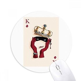 Dıythinker Kartları Elmas K Desenli Baskılı Yuvarlak Kaymaz Kauçuk Mouse Pad