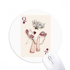 Dıythinker Kartları Kalp Q Desenli Baskılı Yuvarlak Kaymaz Kauçuk Mouse Pad