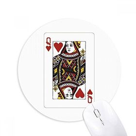 Dıythinker Kartları Kalp Q Desenli Baskılı Yuvarlak Kaymaz Kauçuk Mouse Pad