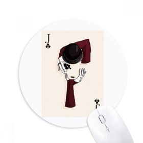 Dıythinker Kartları Kulüp J Desenli Baskılı Yuvarlak Kaymaz Kauçuk Mouse Pad