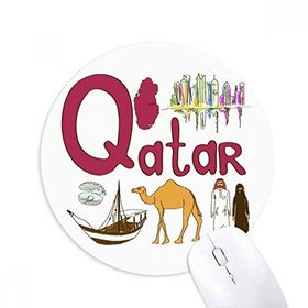 Dıythinker Katar Ulusal Sembolü Simgesi Desenli Baskılı Yuvarlak Kaymaz Kauçuk Mouse Pad