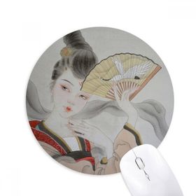 Dıythinker Katlanır Fan Güzellik Çin Boyama Baskılı Yuvarlak Kaymaz Kauçuk Mouse Pad