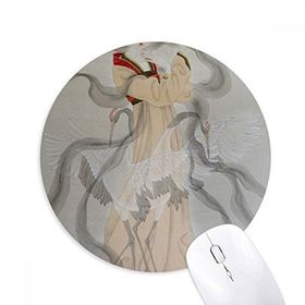 Dıythinker Katlanır Fan Güzellik Çin Boyama Baskılı Yuvarlak Kaymaz Kauçuk Mouse Pad