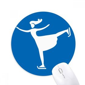 Dıythinker Kayak Kış Spor Mavi Siluet Baskılı Yuvarlak Kaymaz Kauçuk Mouse Pad