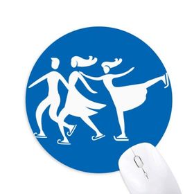 Dıythinker Kayak Kış Spor Mavi Siluet Desenli Baskılı Yuvarlak Kaymaz Kauçuk Mouse Pad