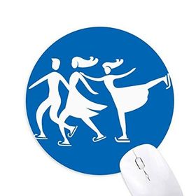 Dıythinker Kayak Kış Spor Mavi Siluet Desenli Baskılı Yuvarlak Kaymaz Kauçuk Mouse Pad