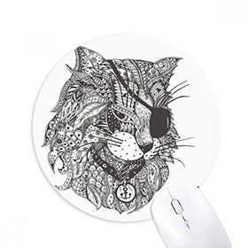 Dıythinker Kedi İnsan Boyası Tek Gözlü Baskılı Yuvarlak Kaymaz Kauçuk Mouse Pad