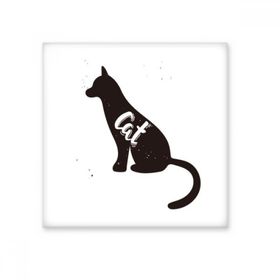 Dıythinker Kedi Siyah ve Beyaz Hayvan Seramik 10x10 cm Seramik Karo
