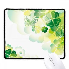 Dıythinker Kelebek Dört Yapraklı Yonca St.Patrick's Day Kaymaz Siyah Başlıklı Kenarlar Mouse Pad