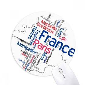 Dıythinker Kelimeler Şehir Adı Fransa Mark Haritası Baskılı Yuvarlak Kaymaz Kauçuk Mouse Pad
