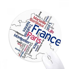 Dıythinker Kelimeler Şehir Adı Fransa Mark Haritası Baskılı Yuvarlak Kaymaz Kauçuk Mouse Pad