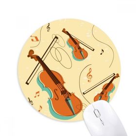 Dıythinker Keman Müzik Enstrümanları Desenli Baskılı Yuvarlak Kaymaz Kauçuk Mouse Pad
