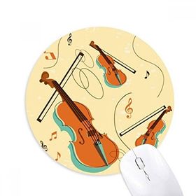 Dıythinker Keman Müzik Enstrümanları Desenli Baskılı Yuvarlak Kaymaz Kauçuk Mouse Pad