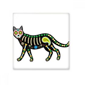 Dıythinker Kemik Kalp Siyah Kedi Cadılar Bayramı Korku Atmosfer 10x10 cm Seramik Karo