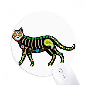 Dıythinker Kemik Kalp Siyah Kedi Cadılar Bayramı Korku Baskılı Yuvarlak Kaymaz Kauçuk Mouse Pad