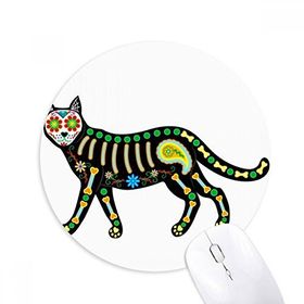 Dıythinker Kemik Kalp Siyah Kedi Cadılar Bayramı Korku Baskılı Yuvarlak Kaymaz Kauçuk Mouse Pad