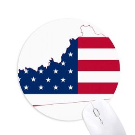 Dıythinker Kentucky ABD Haritası Yıldızlar Çizgili Bayrak Şekli Baskılı Yuvarlak Kaymaz Kauçuk Mouse Pad
