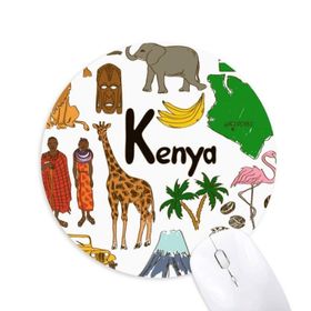 Dıythinker Kenya Landscap Hayvanlar Ulusal Bayrak Baskılı Yuvarlak Kaymaz Kauçuk Mouse Pad