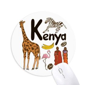 Dıythinker Kenya Ulusal Sembolü Simgesi Desenli Baskılı Yuvarlak Kaymaz Kauçuk Mouse Pad