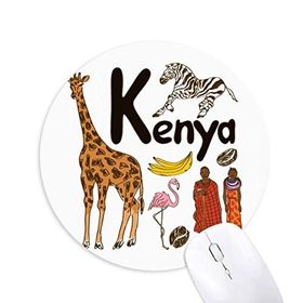 Dıythinker Kenya Ulusal Sembolü Simgesi Desenli Baskılı Yuvarlak Kaymaz Kauçuk Mouse Pad