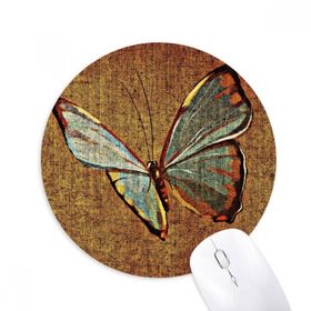 Dıythinker Keten kelebek geleneksel tasarım nakış Baskılı Yuvarlak Kaymaz Kauçuk Mouse Pad