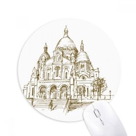 Dıythinker Kilise Simgesi Çizim Manzara Baskılı Yuvarlak Kaymaz Kauçuk Mouse Pad