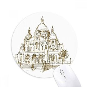 Dıythinker Kilise Simgesi Çizim Manzara Baskılı Yuvarlak Kaymaz Kauçuk Mouse Pad
