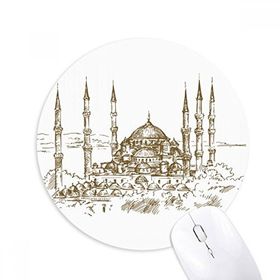 Dıythinker Kilise Simgesi Çizim Manzara Baskılı Yuvarlak Kaymaz Kauçuk Mouse Pad