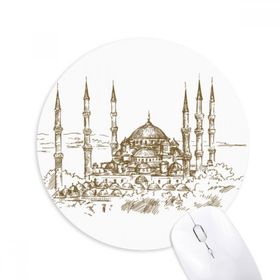 Dıythinker Kilise Simgesi Çizim Manzara Baskılı Yuvarlak Kaymaz Kauçuk Mouse Pad