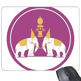 Dıythinker Kingdom Of Tayland Tayland Geleneksel Gümrük Kültürü Tayland'da Üretilmiştir İki Fil Kalkanı Sanat İllüstrasyonu Baskılı Dikdörtgen Kaymaz Kauçuk Mouse Pad
