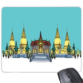 Dıythinker Kingdom Of Thailand Thai Geleneksel Gümrük Kültürü Altın Tapınak Tapınağı Sanat İllüstrasyonu Baskılı Dikdörtgen Kaymaz Kauçuk Mouse Pad